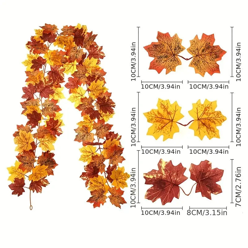 Autumn Maple Leaf Hanging Vine Garland-2