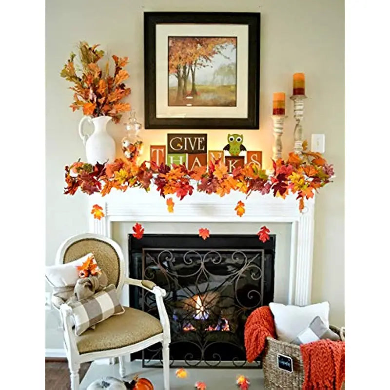 Autumn Maple Leaf Hanging Vine Garland-1