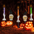 5-Pack Solar Skull & Candle Lights with Black Crow – Waterproof-2