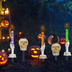 5-Pack Solar Skull & Candle Lights with Black Crow – Waterproof-1