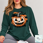 Grunge Jack-O'-Lantern and Bats Halloween Graphic-5