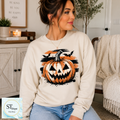 Grunge Jack-O'-Lantern and Bats Halloween Graphic-0