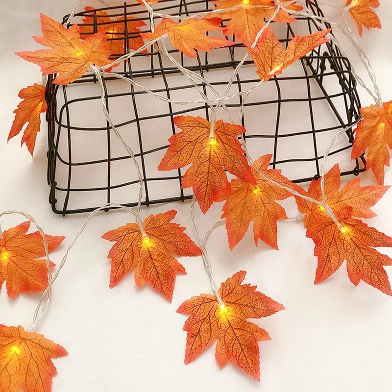 Christmas Decoration Maple Leaf LED Light String Garland-4