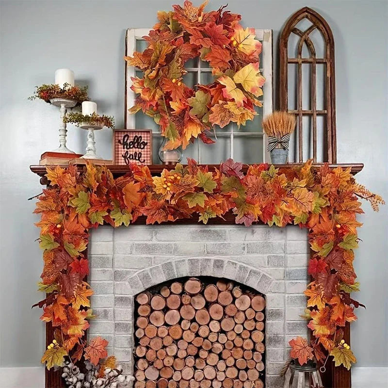 2M Artificial Fall Maple Leaf Garland-1