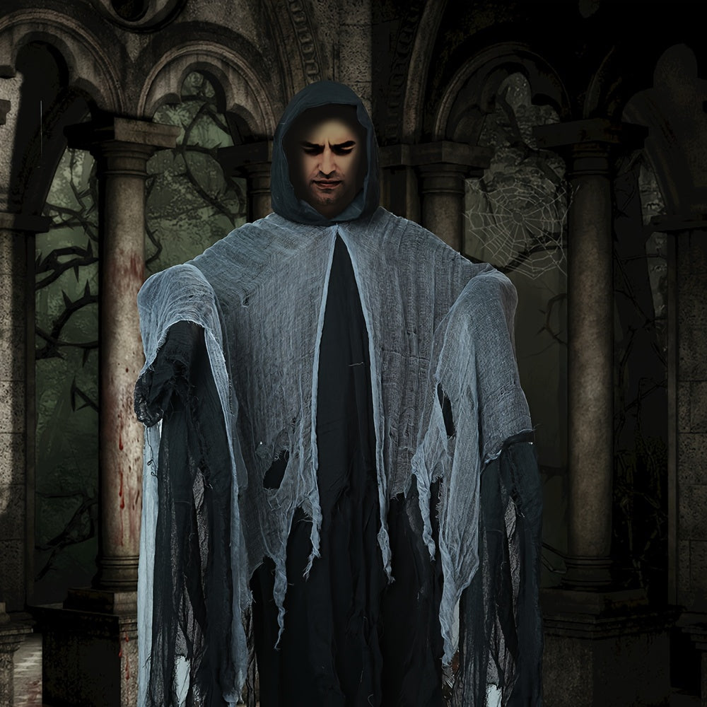 Skeleton Halloween Cloak with Hood-1