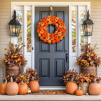 Faux Velvet Pumpkin Wreath Wall Hanging-1