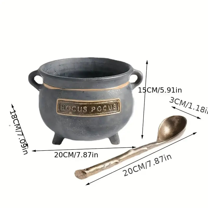Mini Resin Pot With Black Stand - Witch Cauldron Serving Set-4
