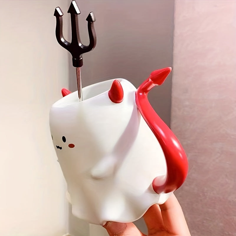 16oz Large Ceramic Halloween Devil Mug with Stirring Stick-2