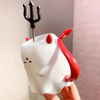 16oz Large Ceramic Halloween Devil Mug with Stirring Stick-2