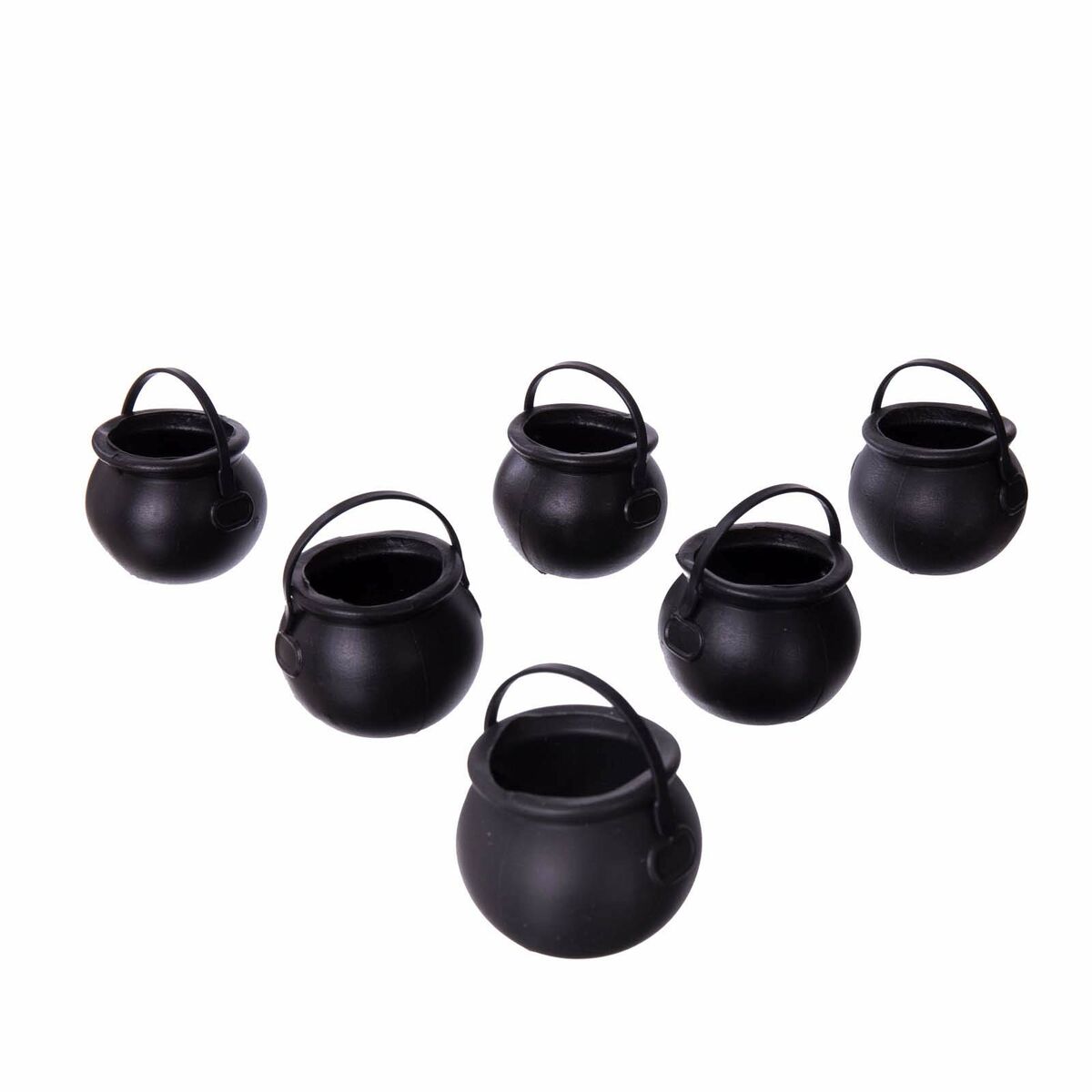 Halloween Decorations My Other Me Mini Cauldrons Black With handles (6 uds) (5 x 7 x 7 cm)-0
