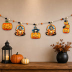 Jack-O’-Lantern Halloween Wooden Garland with 5 Hanging Pumpkin Decorations – 862109-S5-4