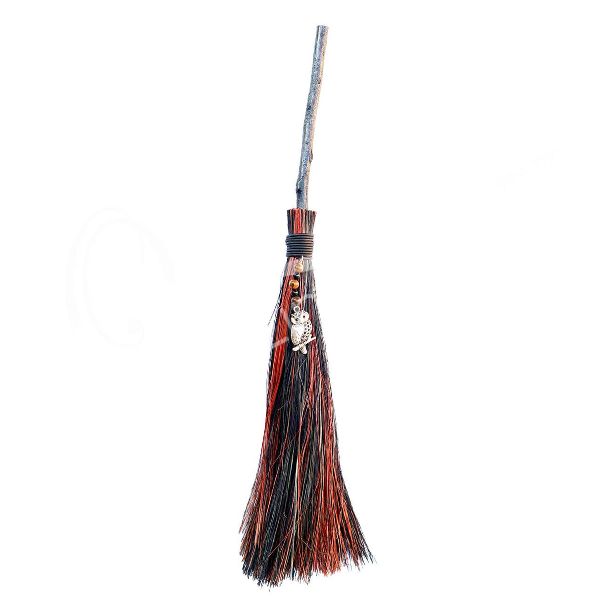 WITCH'S BROOM - ROUND BLACK & BROWN WITH TIGER EYE-0