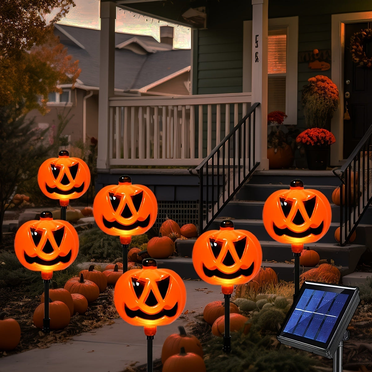 Solar Powered Pumpkin Lights (Set of 6)-2