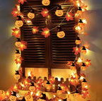 Autumn Maple Leaves Pumpkin Garland With Led-3