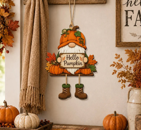 Wooden Pumpkin Door Sign