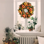 Christmas Autumn Berry Pumpkin Front Door Wreath-2