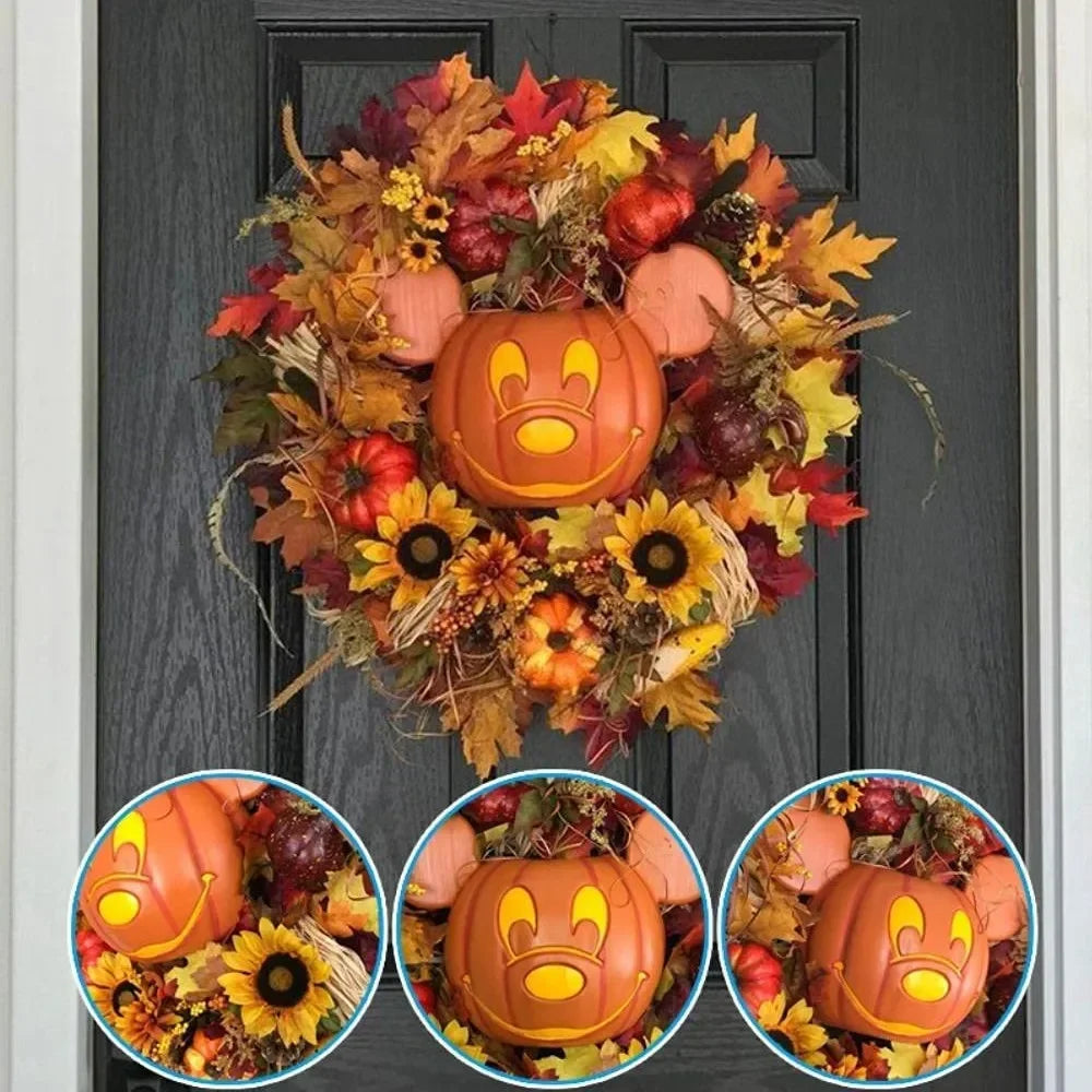 NNEOBA Halloween Pumpkin Mickey Wreath-1