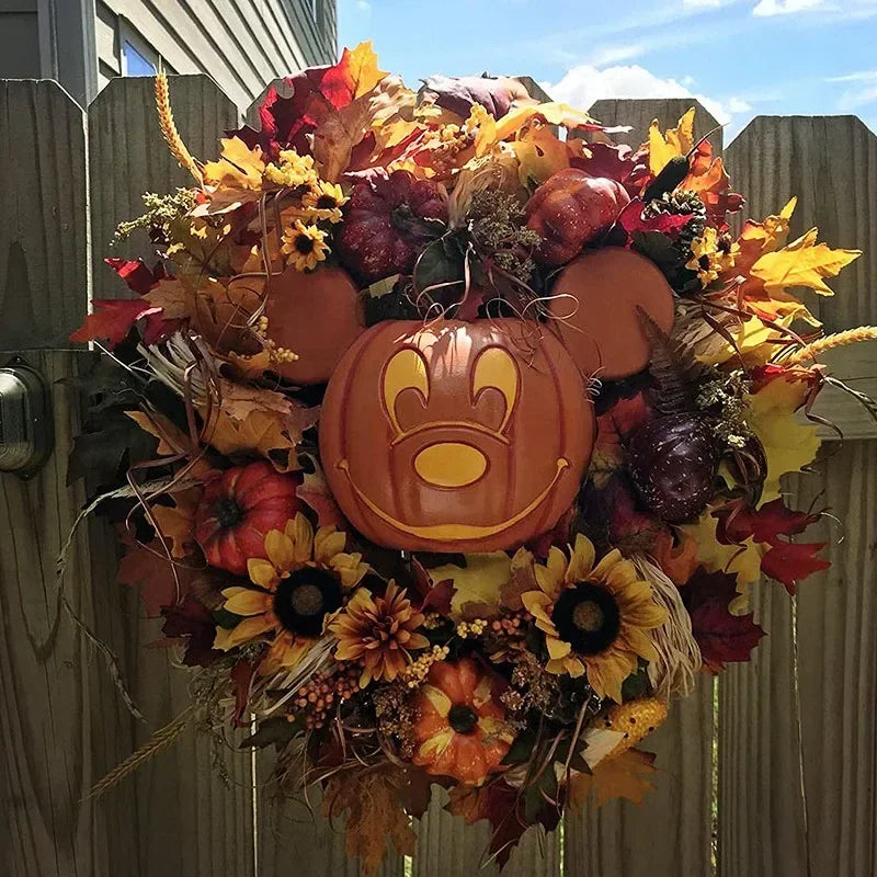 NNEOBA Halloween Pumpkin Mickey Wreath-4