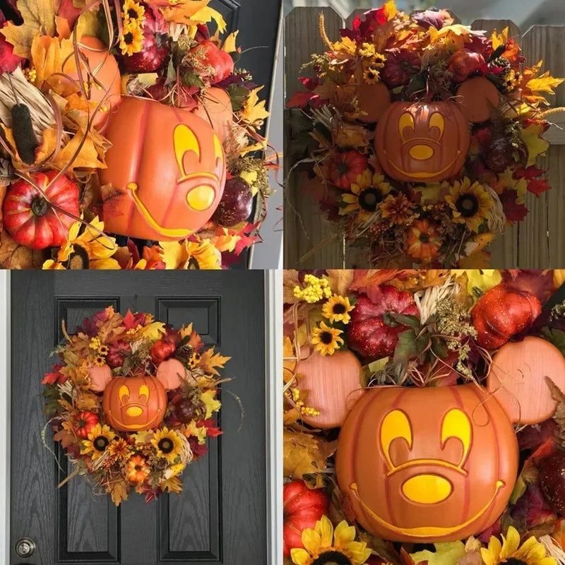 NNEOBA Halloween Pumpkin Mickey Wreath-2
