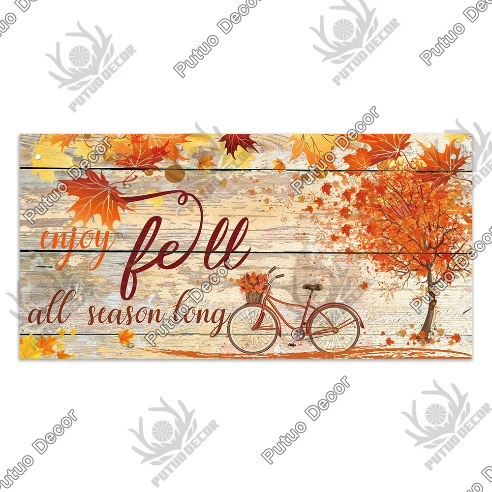 Plaque Bois "Bienvenue Automne"