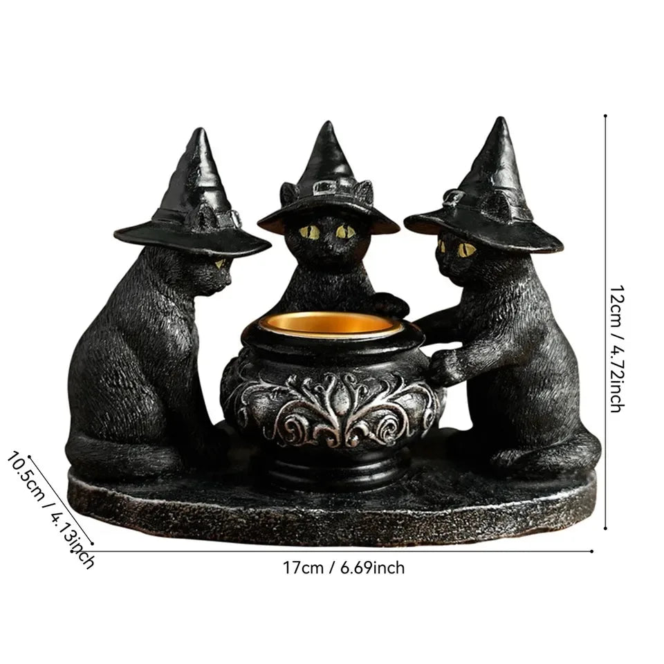 Bougeoir Chat Sorcière – Déco Halloween
