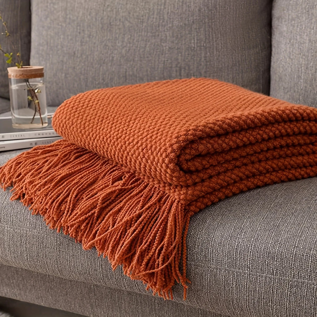 Knitted Pom-Pom Throw