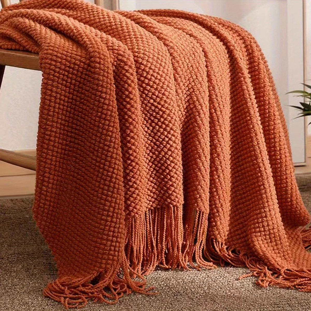 Plaid Tricoté Pompons – Ultra Doux