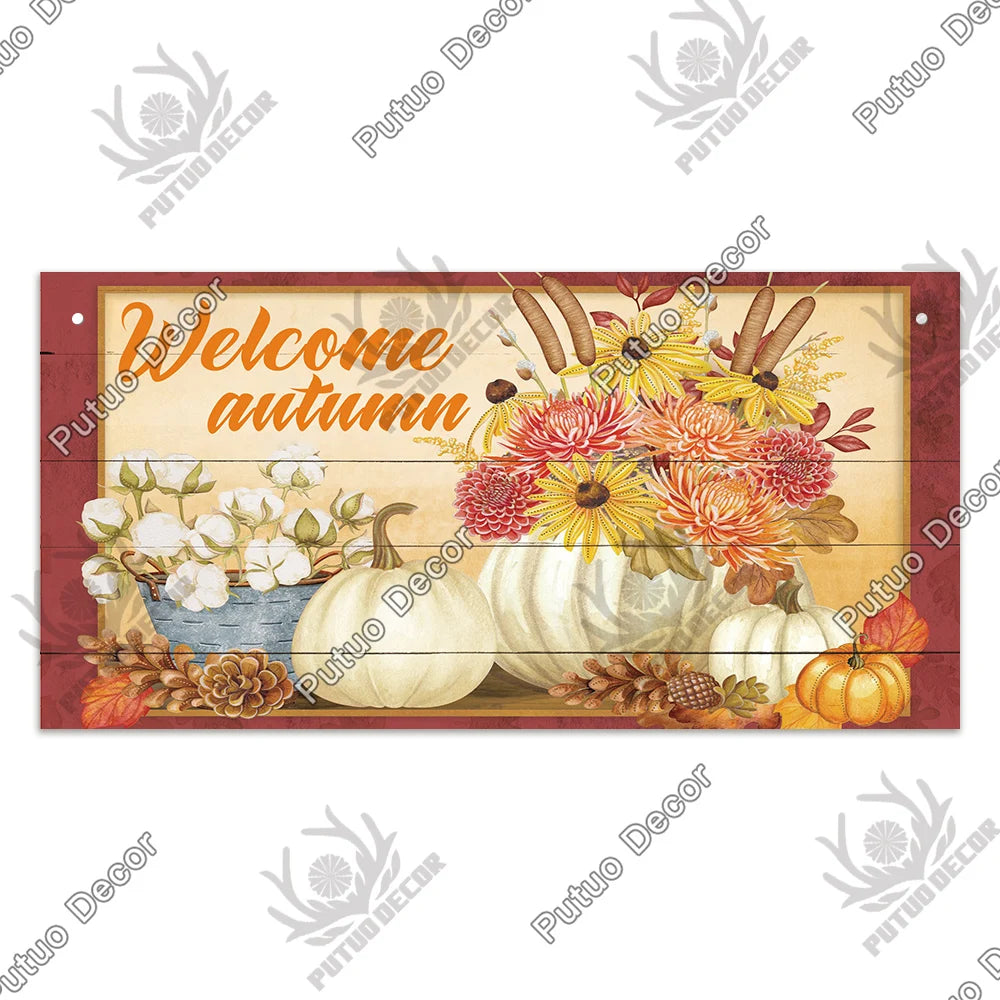 Plaque Bois "Bienvenue Automne"