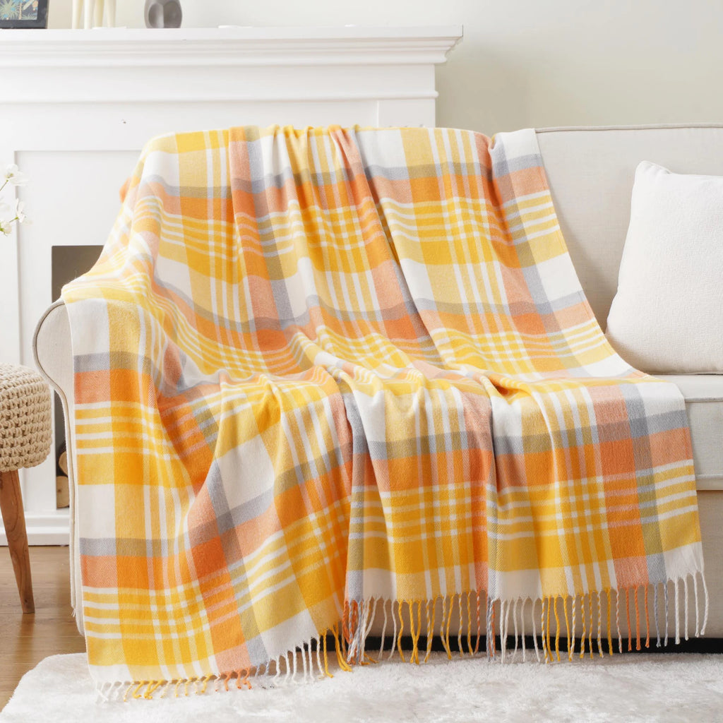 Orange Pom-Pom Throw
