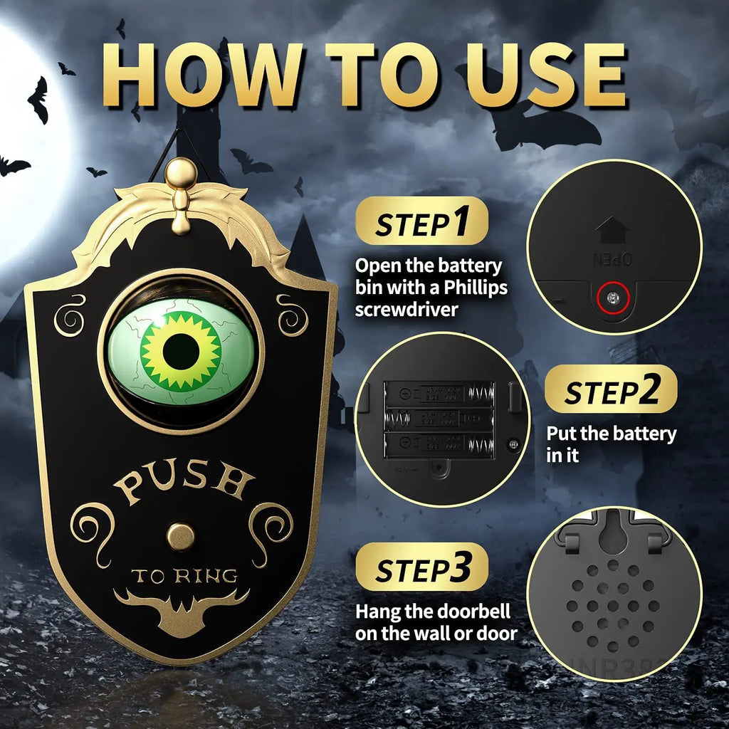 Halloween LED Hanging Eyeball Doorbell Decoration-2
