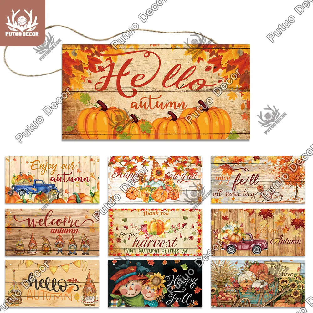 Plaque Bois "Bienvenue Automne"