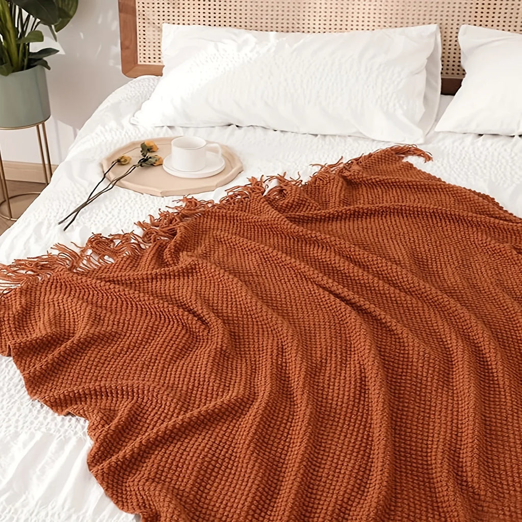 Knitted Pom-Pom Throw