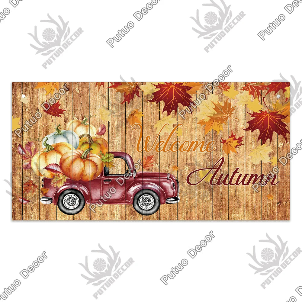 Plaque Bois "Bienvenue Automne"