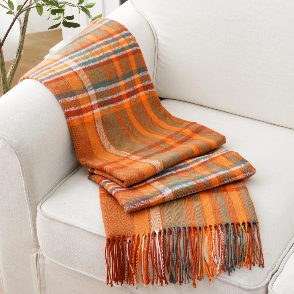 Orange Pom-Pom Throw