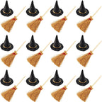 100-Piece Mini Witch Hat & Broom Set – Halloween Miniature-0