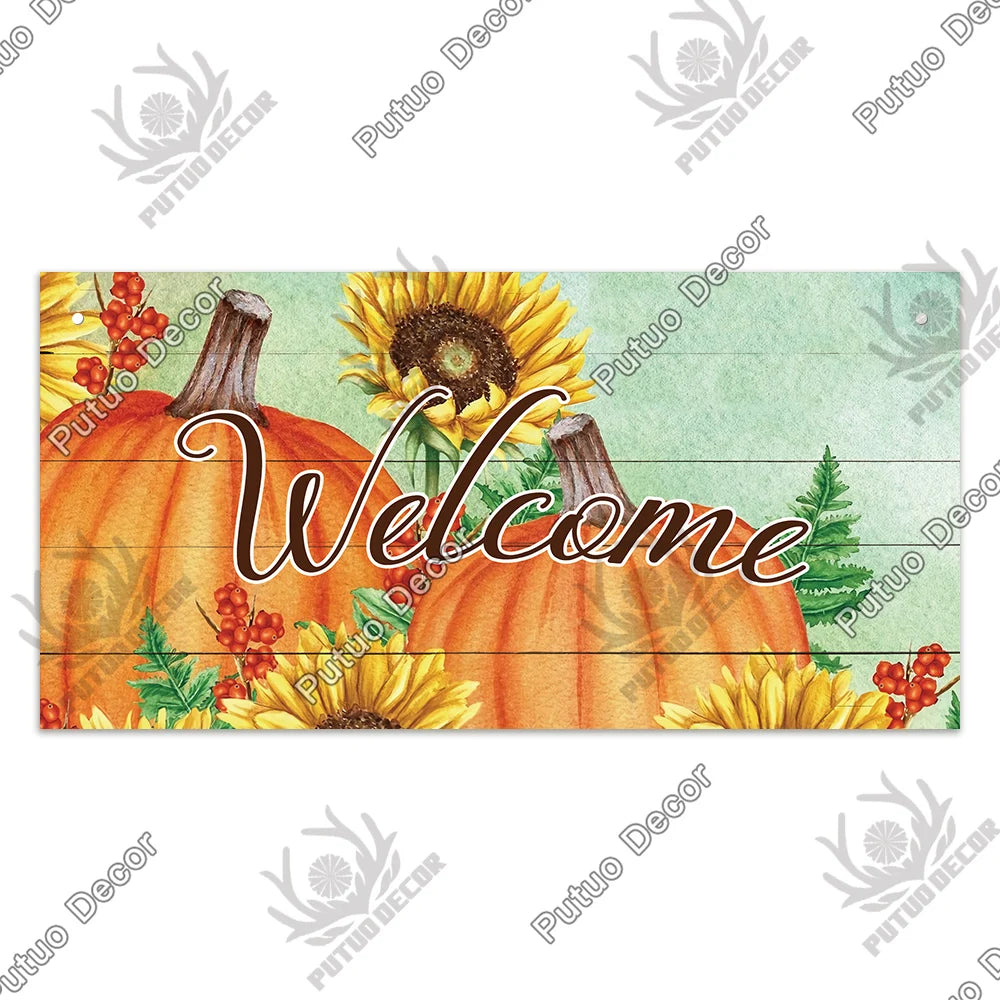 Plaque Bois "Bienvenue Automne"