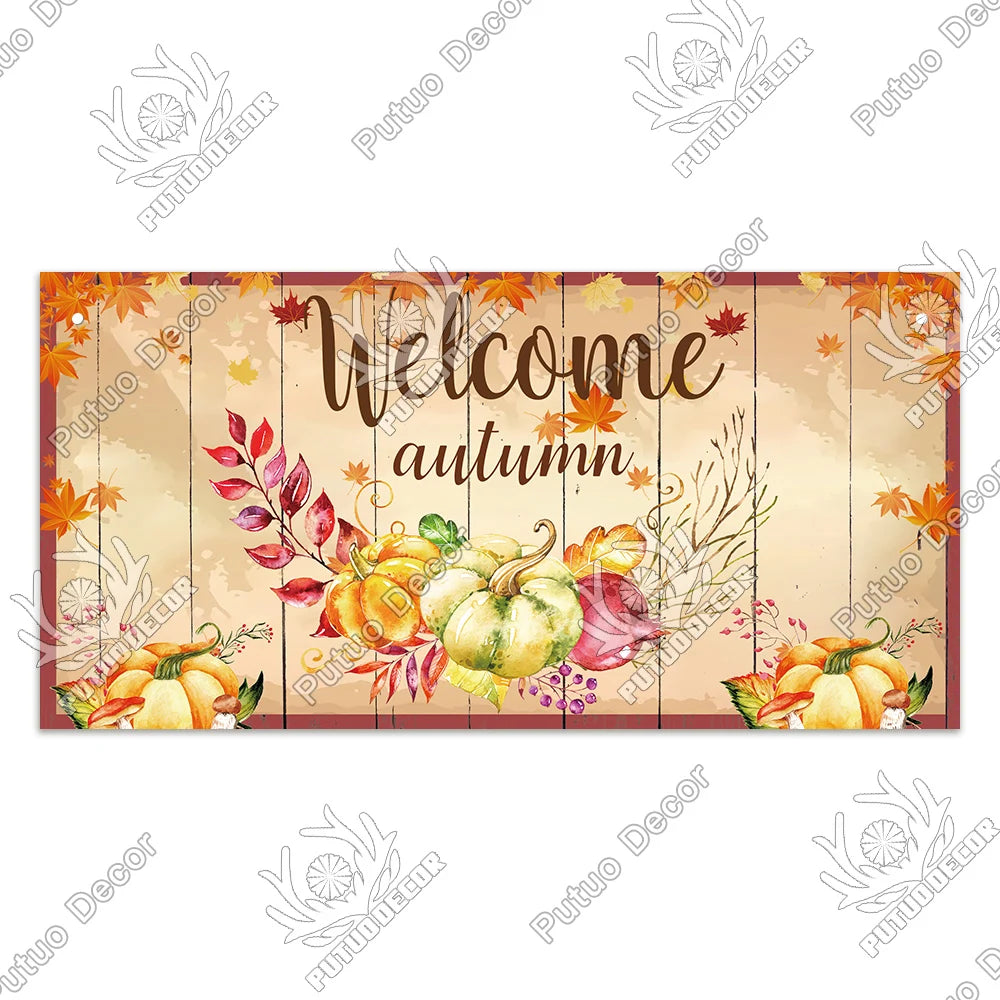 Plaque Bois "Bienvenue Automne"