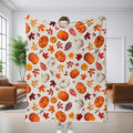 Halloween Throw Blanket Cozy Microfiber Blanket Soft Flannel Throw Festive Home Pumpkin Leaves - White - Size 180cm*200cm-0