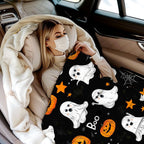 Halloween Throw Blanket Cozy Microfiber Blanket Soft Flannel Throw Festive Home Pumpkin - Black - Size 150cm*200cm-2