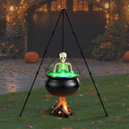 Halloween Outdoor Decorations Witch Cauldron Tripod Stand Fog Machine With - Black - Size 130cm-0