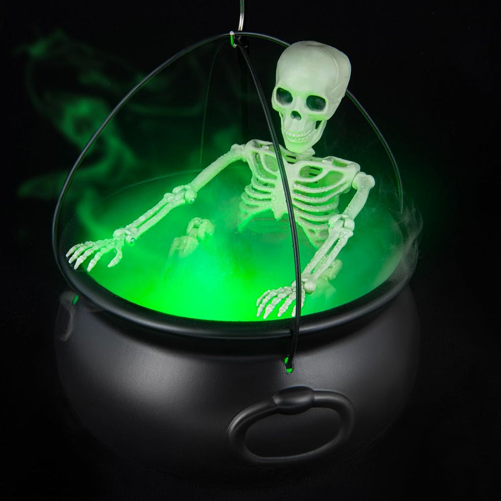 Halloween Outdoor Decorations Witch Cauldron Tripod Stand Fog Machine With - Black - Size 130cm-1