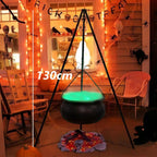 Halloween Outdoor Decorations Witch Cauldron Tripod Stand Fog Machine With - Black - Size 130cm-2