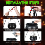 Halloween Outdoor Decorations Witch Cauldron Tripod Stand Fog Machine With - Black - Size 130cm-3
