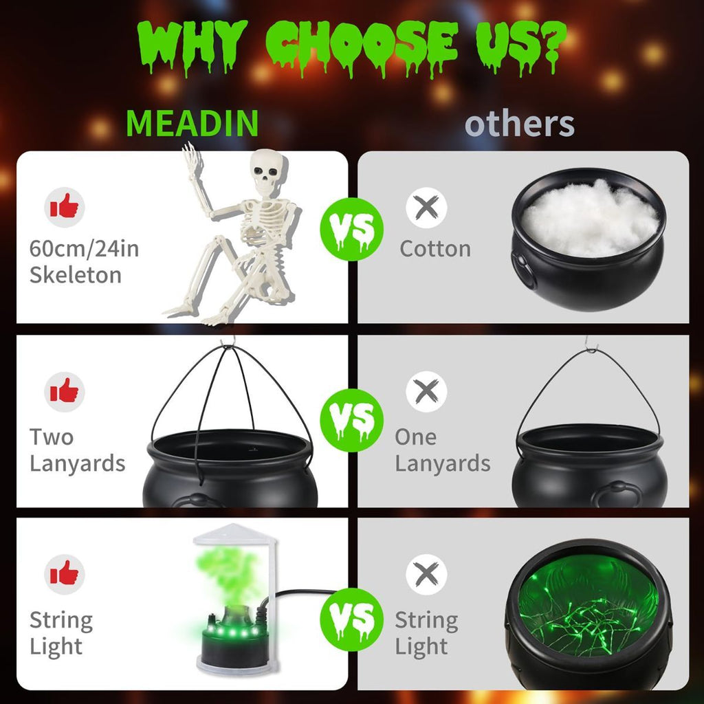 Halloween Outdoor Decorations Witch Cauldron Tripod Stand Fog Machine With - Black - Size 130cm-4