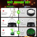 Halloween Outdoor Decorations Witch Cauldron Tripod Stand Fog Machine With - Black - Size 130cm-4