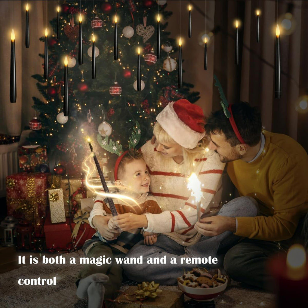Flameless LED Floating Candles with Wand Remote ‚Äì 20 Pieces, Black-2