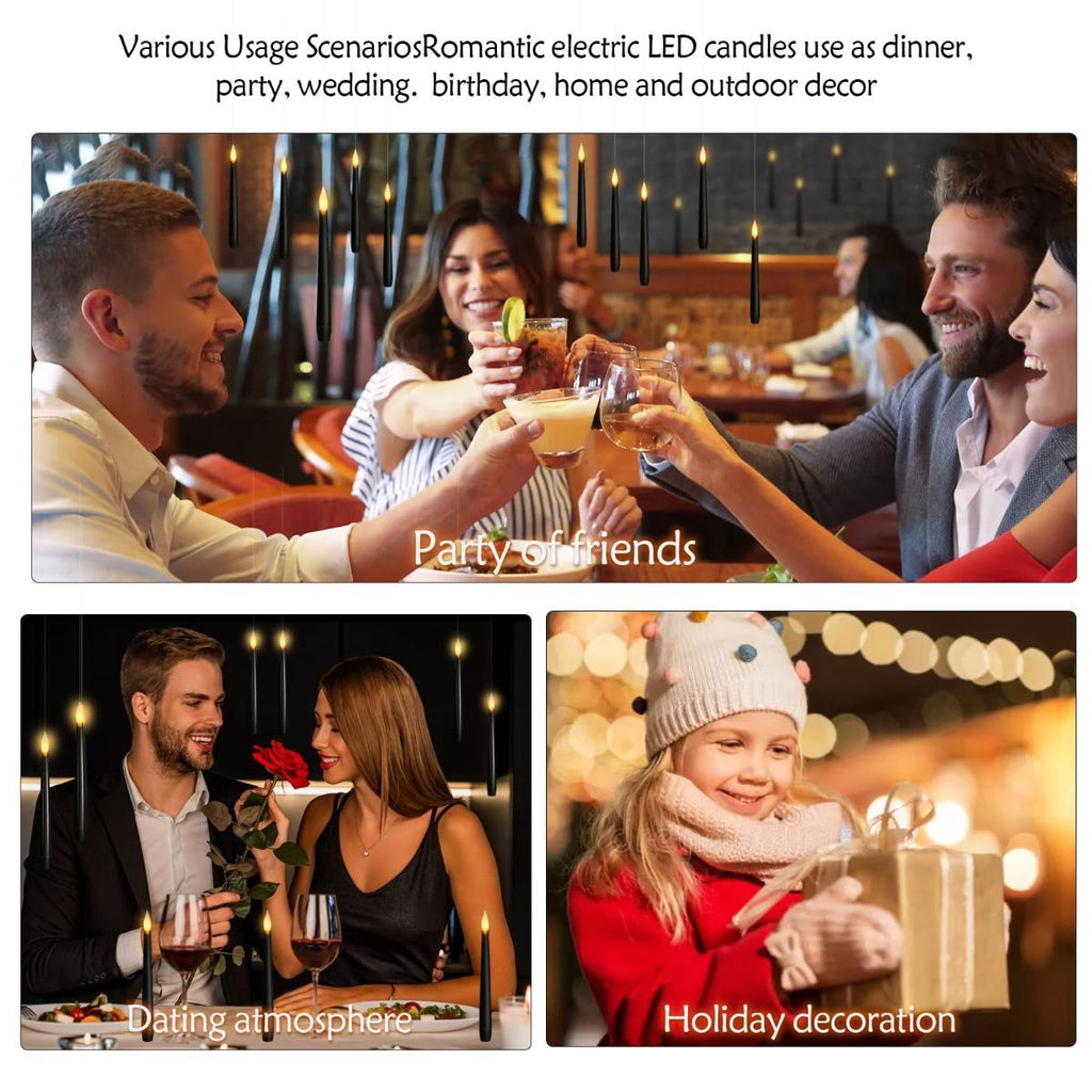 Flameless LED Floating Candles with Wand Remote ‚Äì 20 Pieces, Black-4