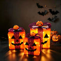 3 Pack Lighted Halloween Pumpkin Gift Boxes, 60 LED Battery Operated Jack O Lantern Decorations with Timer & 8 Modes-0