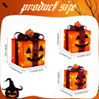 3 Pack Lighted Halloween Pumpkin Gift Boxes, 60 LED Battery Operated Jack O Lantern Decorations with Timer & 8 Modes-1
