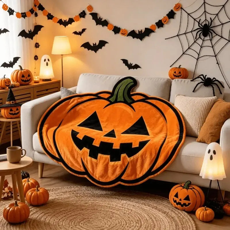 🎃 Halloween Pumpkin-Shaped Flannel Throw Blanket, Soft & Warm, Must-Have Creative Home Decor! 🎃/180*180cm(70.87*70.87in)-0